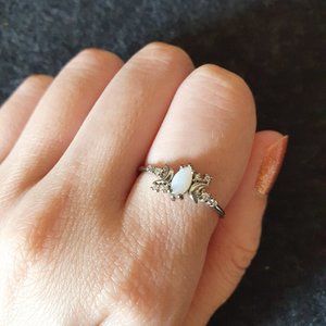 Regal Rose MOONDANCE. Small Opal & Cubic Zirconia Silver Ring